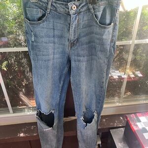 Divided Women's Skinny Jeans - Distressed Blue